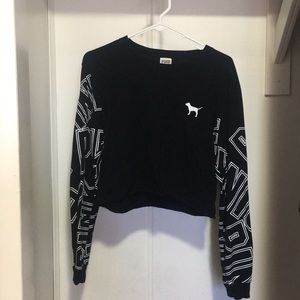 Pink cropped long sleeve t-shirt